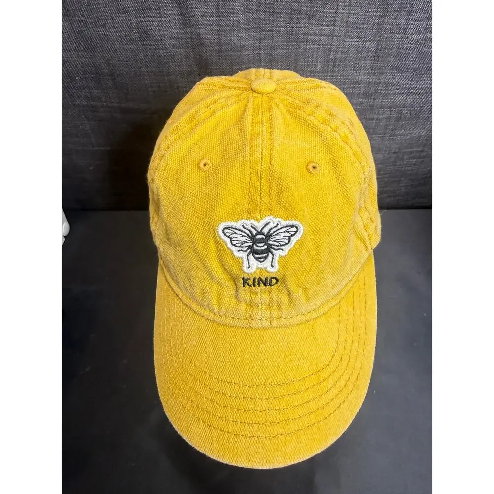 Bee Kind Beekeepers Yellow Canvas Baseball Cap Adjustable Strapback Hat OSFM
